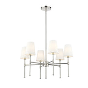 OPEN BOX: Millennium Lighting Adorra 26in 6-Light Chandelier | Traditional Polished Nickel and White | Dining Room & Living Room | Model MN16106-PN