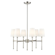 OPEN BOX: Millennium Lighting Adorra 26in 6-Light Chandelier | Traditional Polished Nickel and White | Dining Room & Living Room | Model MN16106-PN