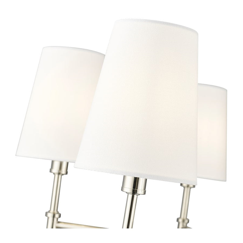 OPEN BOX: Millennium Lighting Adorra 26in 6-Light Chandelier | Traditional Polished Nickel and White | Dining Room & Living Room | Model MN16106-PN