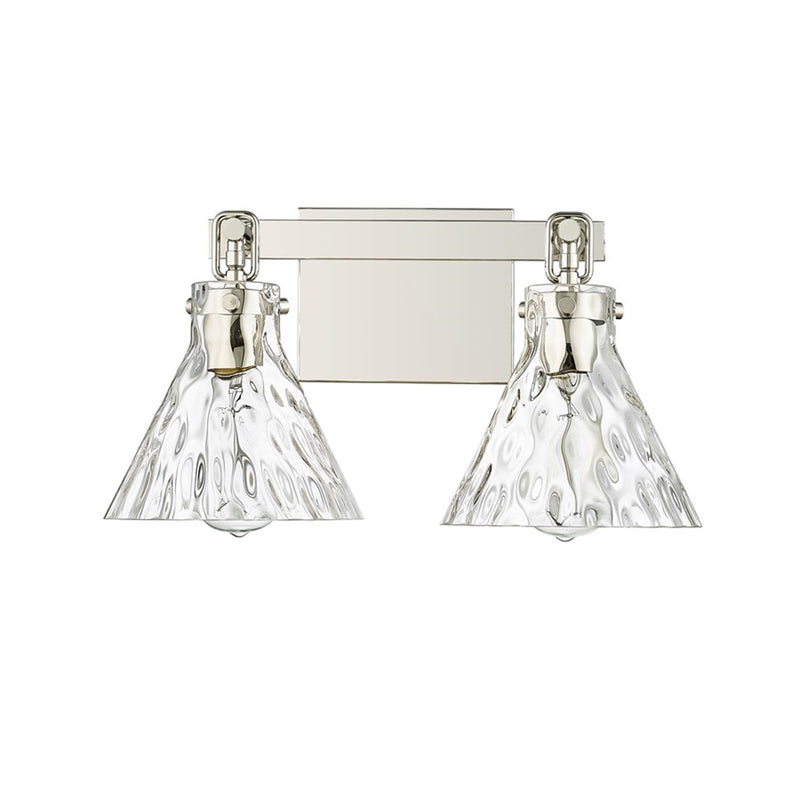 OPEN BOX: Millennium Lighting Barlon 16in 2-Light Vanity Light | Polished Nickel and Clear Water Glass | Bathroom Vanity | Model MN20002-PN