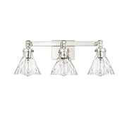 OPEN BOX: Millennium Lighting Barlon 25in 3-Light Vanity Light | Polished Nickel and Clear Water Glass | Bathroom Vanity | Model MN20003-PN