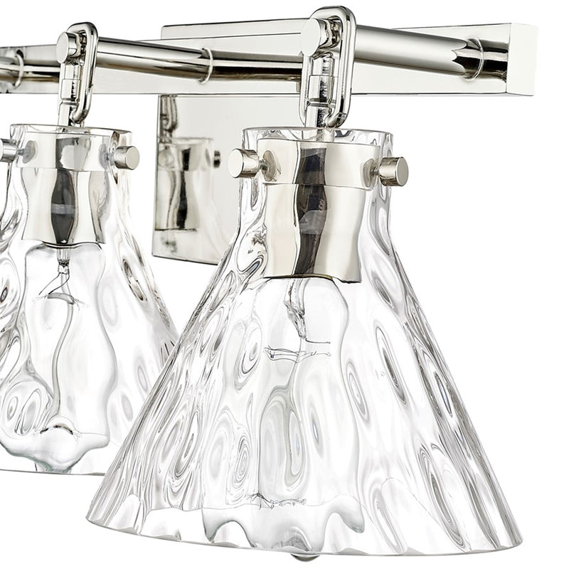 OPEN BOX: Millennium Lighting Barlon 25in 3-Light Vanity Light | Polished Nickel and Clear Water Glass | Bathroom Vanity | Model MN20003-PN