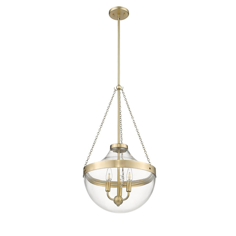 OPEN BOX: Millennium Lighting Clarra 15in 3-Light Pendant | Modern Gold and Clear Glass | Kitchen Island & Dining Room | Model MN20103-MG