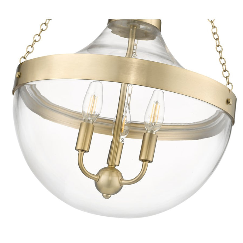OPEN BOX: Millennium Lighting Clarra 15in 3-Light Pendant | Modern Gold and Clear Glass | Kitchen Island & Dining Room | Model MN20103-MG