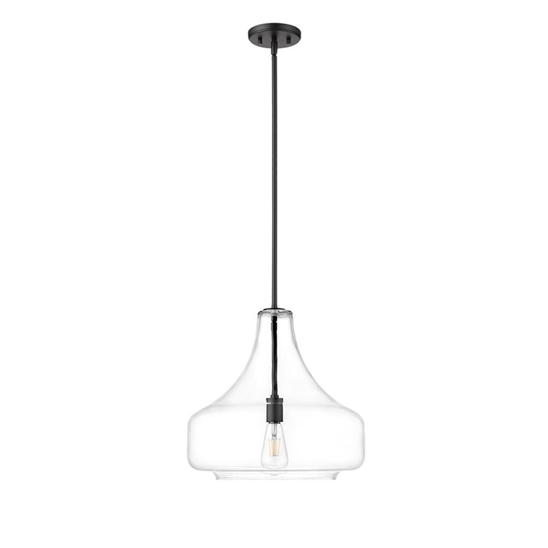 OPEN BOX: Millennium Madelynn 16in 1-Light Pendant | Matte Black and Clear Glass | Kitchen Island & Dining Room | 16 x 16 x 16 in | Model MN20301-MB