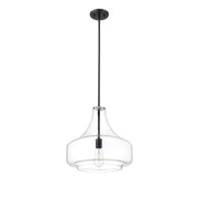 OPEN BOX: Millennium Madelynn 16in 1-Light Pendant | Matte Black and Clear Glass | Kitchen Island & Dining Room | 16 x 16 x 16 in | Model MN20301-MB