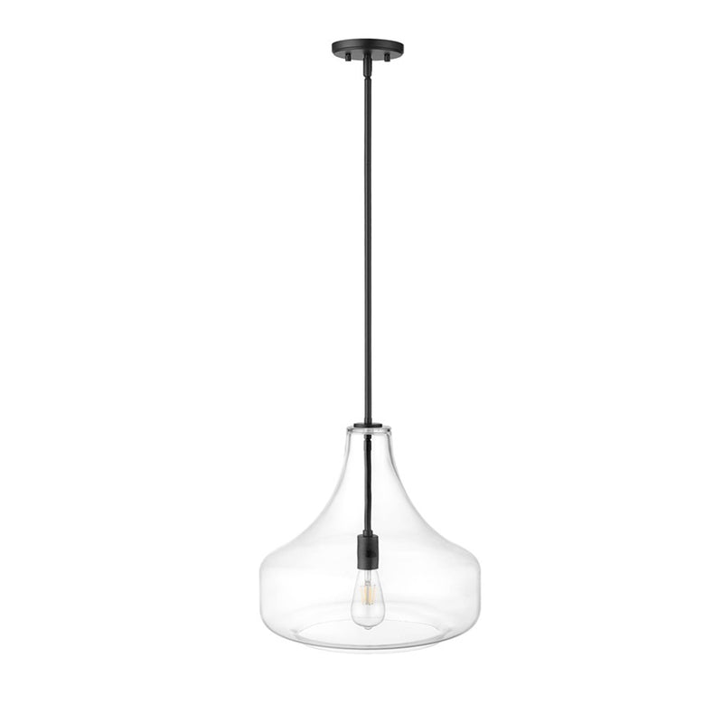 OPEN BOX: Millennium Madelynn 16in 1-Light Pendant | Matte Black and Clear Glass | Kitchen Island & Dining Room | 16 x 16 x 16 in | Model MN20301-MB