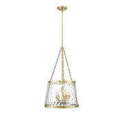 OPEN BOX: Millennium Lighting Adabella 18in 5-Light Pendant | Vintage Brass and Clear Hammered Glass | Kitchen Island & Dining Room | Model MN20405-VB