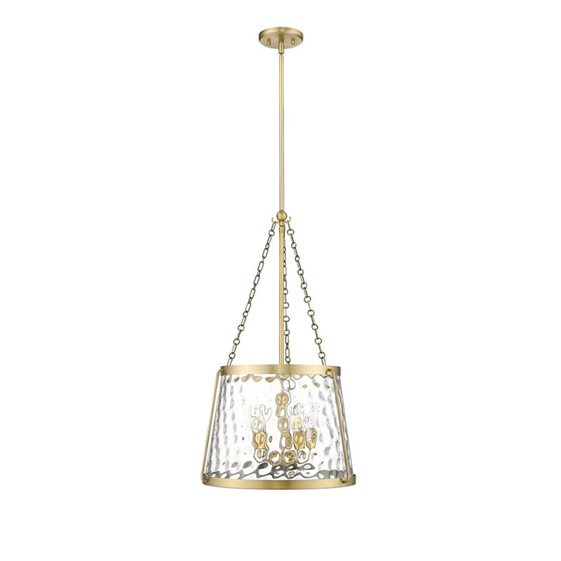 OPEN BOX: Millennium Lighting Adabella 18in 5-Light Pendant | Vintage Brass and Clear Hammered Glass | Kitchen Island & Dining Room | Model MN20405-VB
