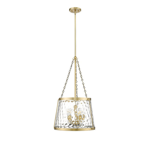 OPEN BOX: Millennium Lighting Adabella 18in 5-Light Pendant | Vintage Brass and Clear Hammered Glass | Kitchen Island & Dining Room | Model MN20405-VB