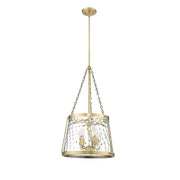 OPEN BOX: Millennium Lighting Adabella 18in 5-Light Pendant | Vintage Brass and Clear Hammered Glass | Kitchen Island & Dining Room | Model MN20405-VB