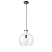 OPEN BOX: Millennium Lighting 13in 1-Light Pendant | Matte Black and Clear Glass | Kitchen Island & Hallway | 13 x 14 in | Model MN2071-MB