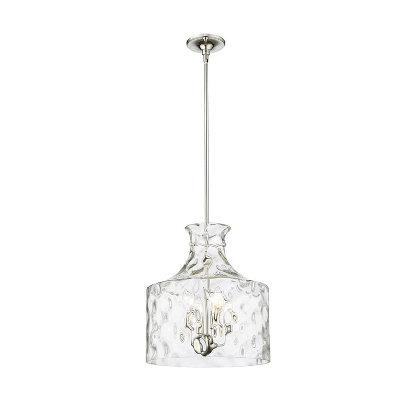 OPEN BOX: Millennium Lighting Santorini 15in 4-Light Pendant | Polished Nickel and Water Glass | Kitchen Island & Dining Room | Model MN22604-PN