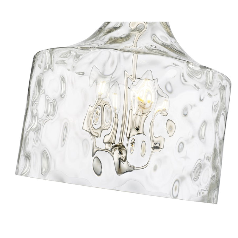 OPEN BOX: Millennium Lighting Santorini 15in 4-Light Pendant | Polished Nickel and Water Glass | Kitchen Island & Dining Room | Model MN22604-PN
