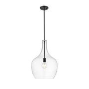 OPEN BOX: Millennium Lighting Lamara 15in 1-Light Pendant | Matte Black and Clear Glass | Kitchen Island & Dining Room | Model MN28501-MB