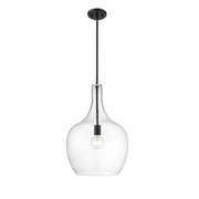 OPEN BOX: Millennium Lighting Lamara 15in 1-Light Pendant | Matte Black and Clear Glass | Kitchen Island & Dining Room | Model MN28501-MB