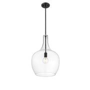 OPEN BOX: Millennium Lighting Lamara 15in 1-Light Pendant | Matte Black and Clear Glass | Kitchen Island & Dining Room | Model MN28501-MB