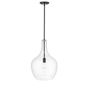 OPEN BOX: Millennium Lighting Lamara 15in 1-Light Pendant | Matte Black and Clear Glass | Kitchen Island & Dining Room | Model MN28501-MB