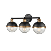 OPEN BOX: Millennium Lighting Ellmira 24in 3-Light Vanity Light | Matte Black and Aged Brass with Clear Seeded | Bathroom Vanity | Model MN4253-MB-AB
