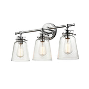 OPEN BOX: Millennium Amberose 23in 3-Light Bathroom Vanity Light | Chrome and Hammered Glass | Bathroom Vanity | 23 x 7.25 x 12 in | Model MN4413-CH