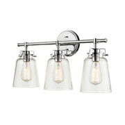 OPEN BOX: Millennium Amberose 23in 3-Light Bathroom Vanity Light | Chrome and Hammered Glass | Bathroom Vanity | 23 x 7.25 x 12 in | Model MN4413-CH
