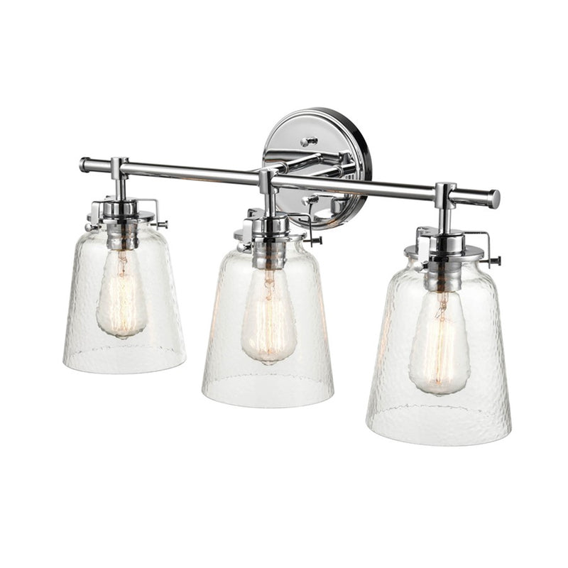 OPEN BOX: Millennium Amberose 23in 3-Light Bathroom Vanity Light | Chrome and Hammered Glass | Bathroom Vanity | 23 x 7.25 x 12 in | Model MN4413-CH