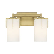OPEN BOX: Millennium Froselle 13in 2-Light Bathroom Vanity Light | Vintage Brass and White Frosted Glass | Bathroom Vanity | Model MN65002-VB