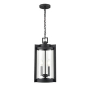 OPEN BOX: Millennium Lighting Ellway 2-Light Outdoor Hanging Lantern | Textured Black and Clear Glass | Porch & Patio | Model MN91532-TBK