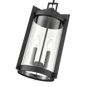 OPEN BOX: Millennium Lighting Ellway 2-Light Outdoor Hanging Lantern | Textured Black and Clear Glass | Porch & Patio | Model MN91532-TBK