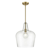 OPEN BOX: Millennium Lighting Puckette 1-Light Pendant | Vintage Brass and Clear Seeded Glass | Kitchen Island & Entryway | Model MN99401-VB