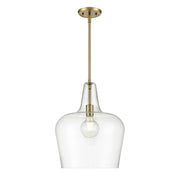 OPEN BOX: Millennium Lighting Puckette 1-Light Pendant | Vintage Brass and Clear Seeded Glass | Kitchen Island & Entryway | Model MN99401-VB