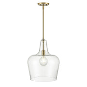 OPEN BOX: Millennium Lighting Puckette 1-Light Pendant | Vintage Brass and Clear Seeded Glass | Kitchen Island & Entryway | Model MN99401-VB