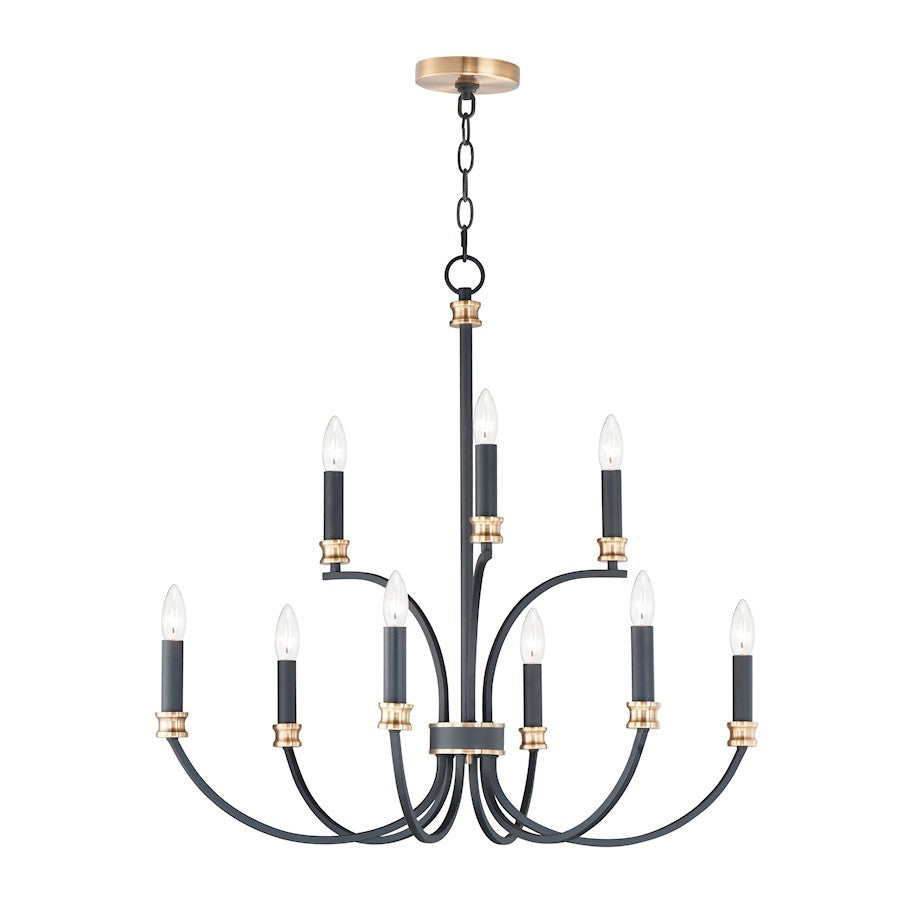 OPEN BOX: Maxim Lighting Charlton 9-Light Chandelier, Black/Brass - 11377BKAB