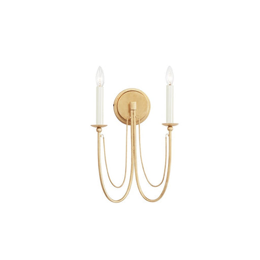 OPEN BOX ITEM: Maxim Lighting Plumette 16in 2-Light Wall Sconce | French Country Gold Leaf Steel | Bedroom & Hallway Accent Light | Model MX12161GL