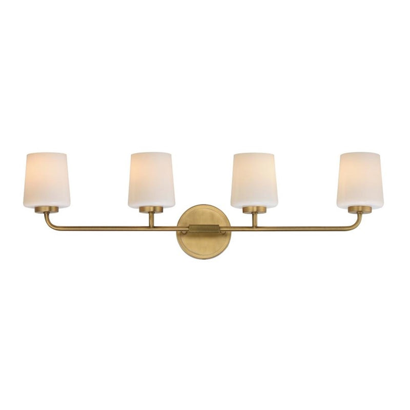 OPEN BOX ITEM: Maxim Durham 4-Light Vanity, Aged Brass/White