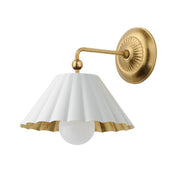 OPEN BOX: Maxim Primrose 10in 1-Light Wall Sconce | Matte White and Gold Leaf Steel | Bedroom & Hallway Accent | 10 x 11 x 12 in | Model MX18051MWGL