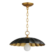 OPEN BOX: Maxim Lighting Primrose 16in 1-Light Pendant | Nostalgic Black Steel and Gold Leaf | Kitchen Island & Dining Room | Model MX18055BKGL