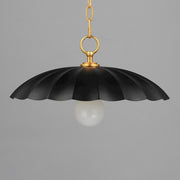 OPEN BOX: Maxim Lighting Primrose 16in 1-Light Pendant | Nostalgic Black Steel and Gold Leaf | Kitchen Island & Dining Room | Model MX18055BKGL