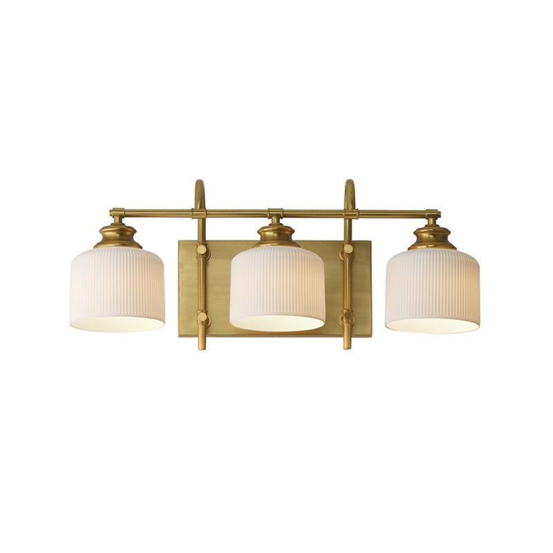 OPEN BOX ITEM: Maxim Lighting Bisque 24in 3-Light Vanity Light | Modern Natural Aged Brass and White Glass | Bathroom Vanity & Powder Room | 24 x 10 in | Model MX21493WTNAB