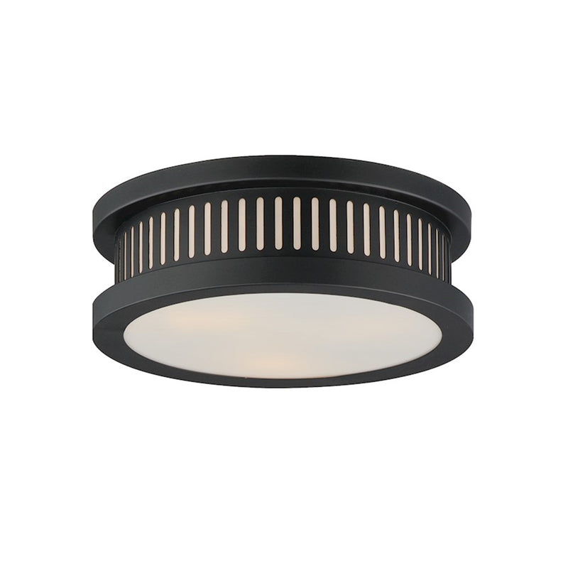 OPEN BOX ITEM: Maxim Lighting Oxford 12in 3-Light Outdoor Flush Mount | Traditional Black Stainless Steel and Opal White Glass | Porch | Model MX30599WTBK