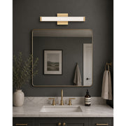 OPEN BOX: Maxim Spec LED 24in 1-Light Bath Vanity | Contemporary Gold Aluminum and White Acrylic | Bathroom & Powder Room | Model MX52002GLD