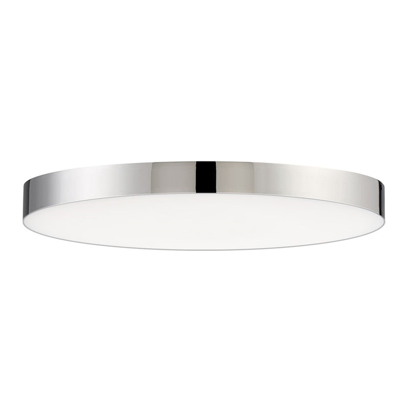 OPEN BOX ITEM: Maxim Lighting Trim 9in 1-Light LED Flush Mount | Modern Polished Chrome and White Polycarbonate | Hallway & Bathroom | 9 x 9 x 0.75 in | Model MX57663WTPC