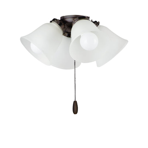 OPEN BOX ITEM: Maxim Lighting Basic-Max 15in 4-Light Ceiling Fan Light Kit | Traditional Oil Rubbed Bronze and Frosted Glass | Bedroom | Model MXFKT210FTOI