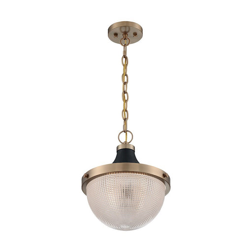 OPEN BOX: Nuvo Faro 1 Light 13" Pendant, Prismatic/Brass/Black - 60-7060