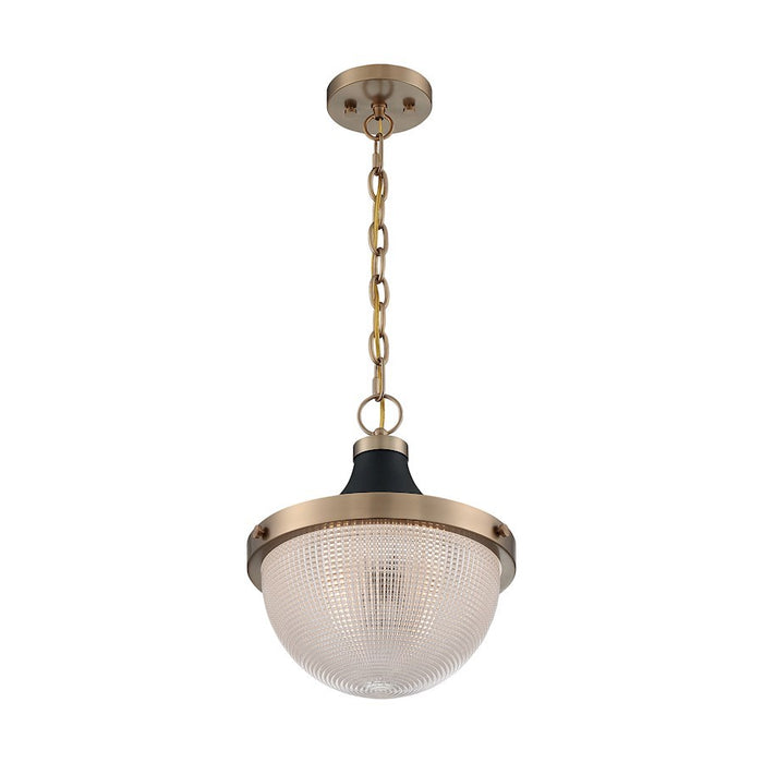 OPEN BOX: Nuvo Faro 1 Light 13" Pendant, Prismatic/Brass/Black - 60-7060