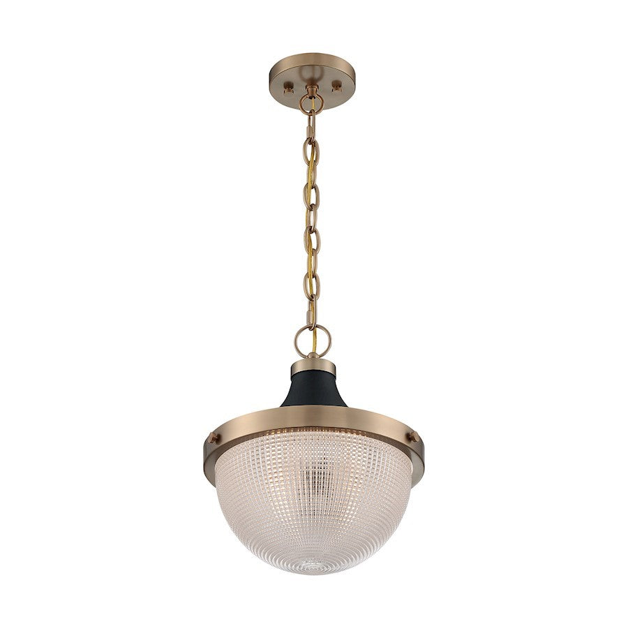 OPEN BOX: Nuvo Faro 1 Light 13" Pendant, Prismatic/Brass/Black - 60-7060