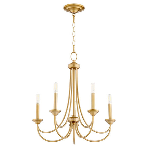 OPEN BOX ITEM: Quorum Brooks 5-Light Candle Chandelier, Aged Brass