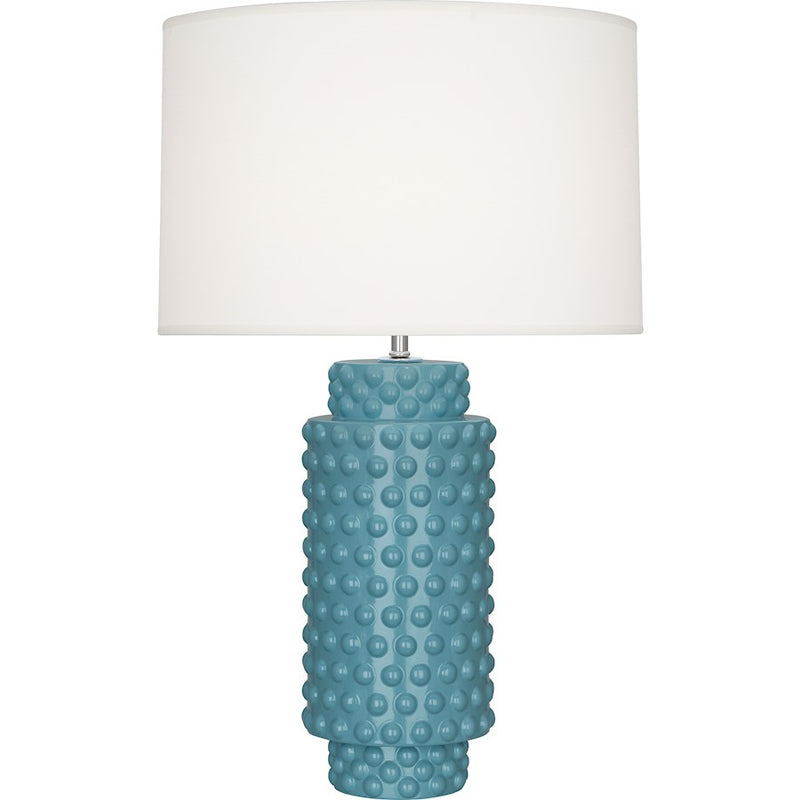 OPEN BOX ITEM: Robert Abbey Dolly Table Lamp, Steel Blue Glazed Textured Ceramic