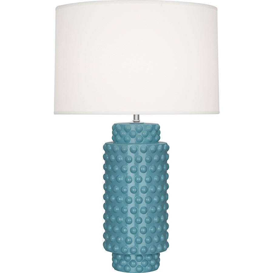 OPEN BOX ITEM: Robert Abbey Dolly Table Lamp, Steel Blue Glazed Textured Ceramic