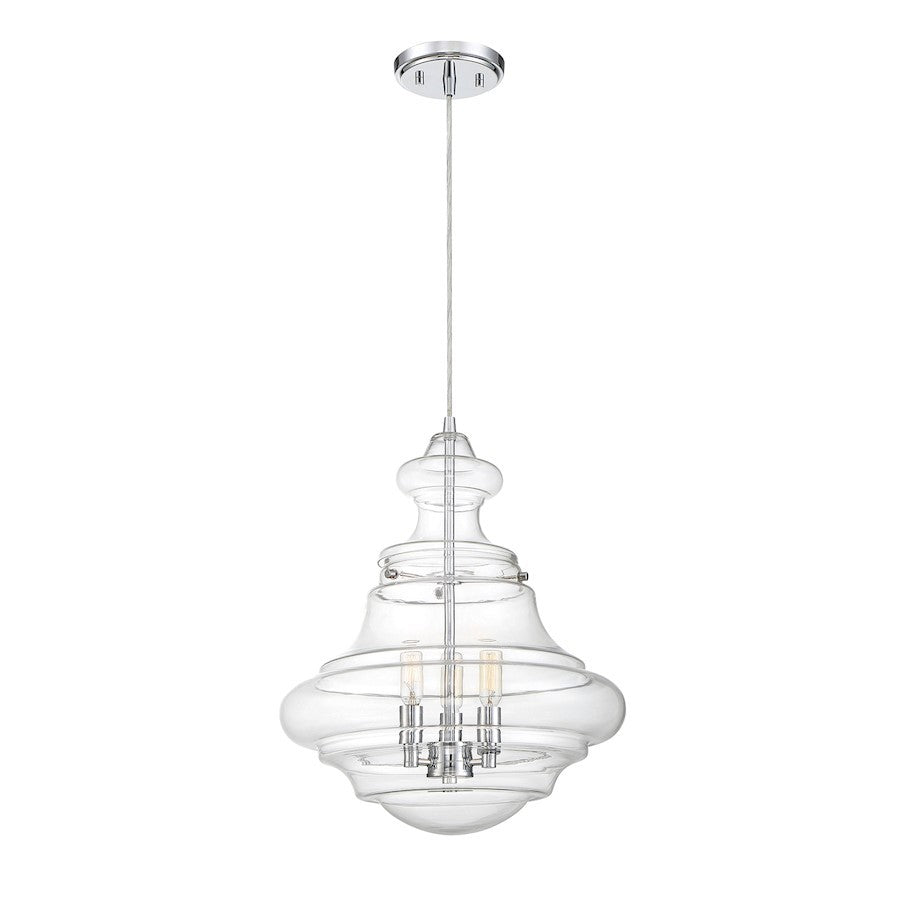 OPEN BOX: Savoy House 3-Light 18" Pendant, Chrome - SVM70058CH